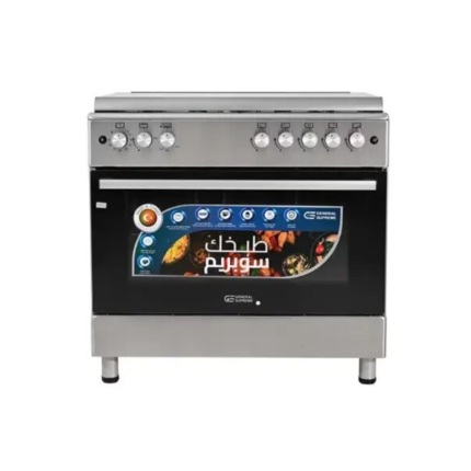 فرن غاز 60*90 سم 5 عيون جنرال سوبريم امان كامل - ستيل