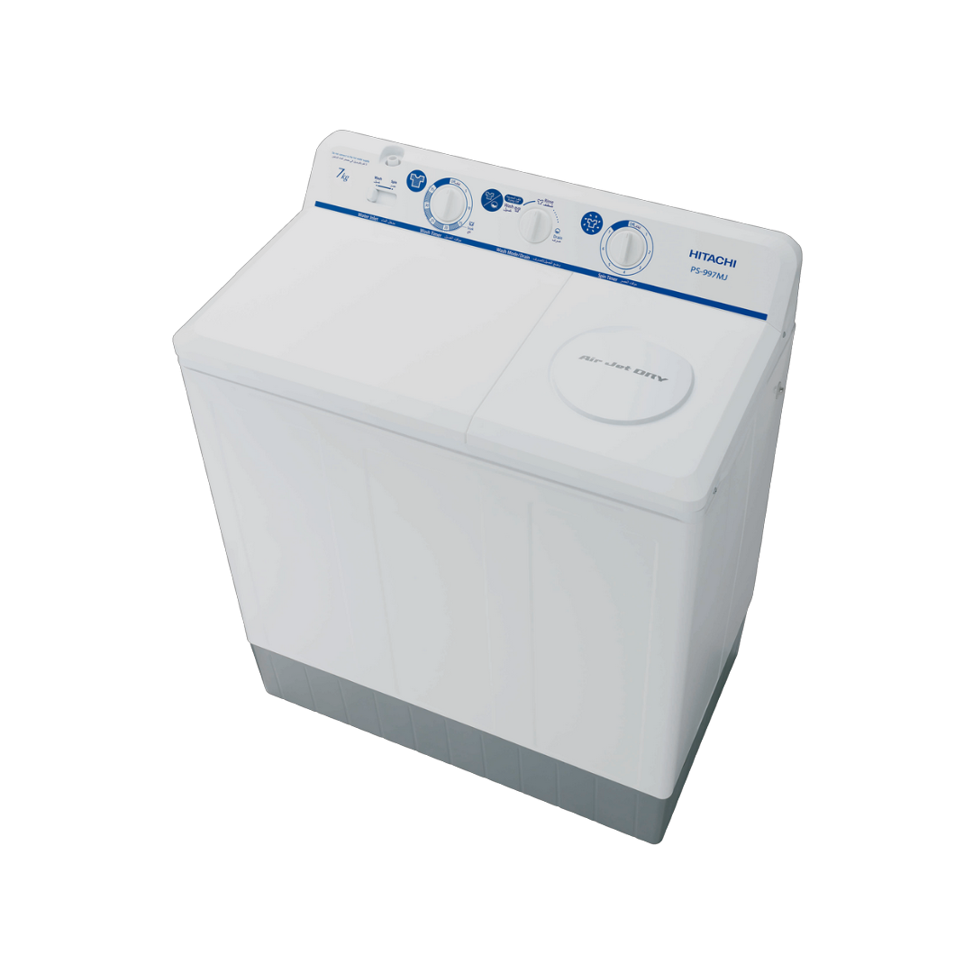 غسالة ملابس حوضين هيتاشي 8 كيلو - رمادي غسالة ملابس حوضين هيتاشي 8 كيلو - رمادي